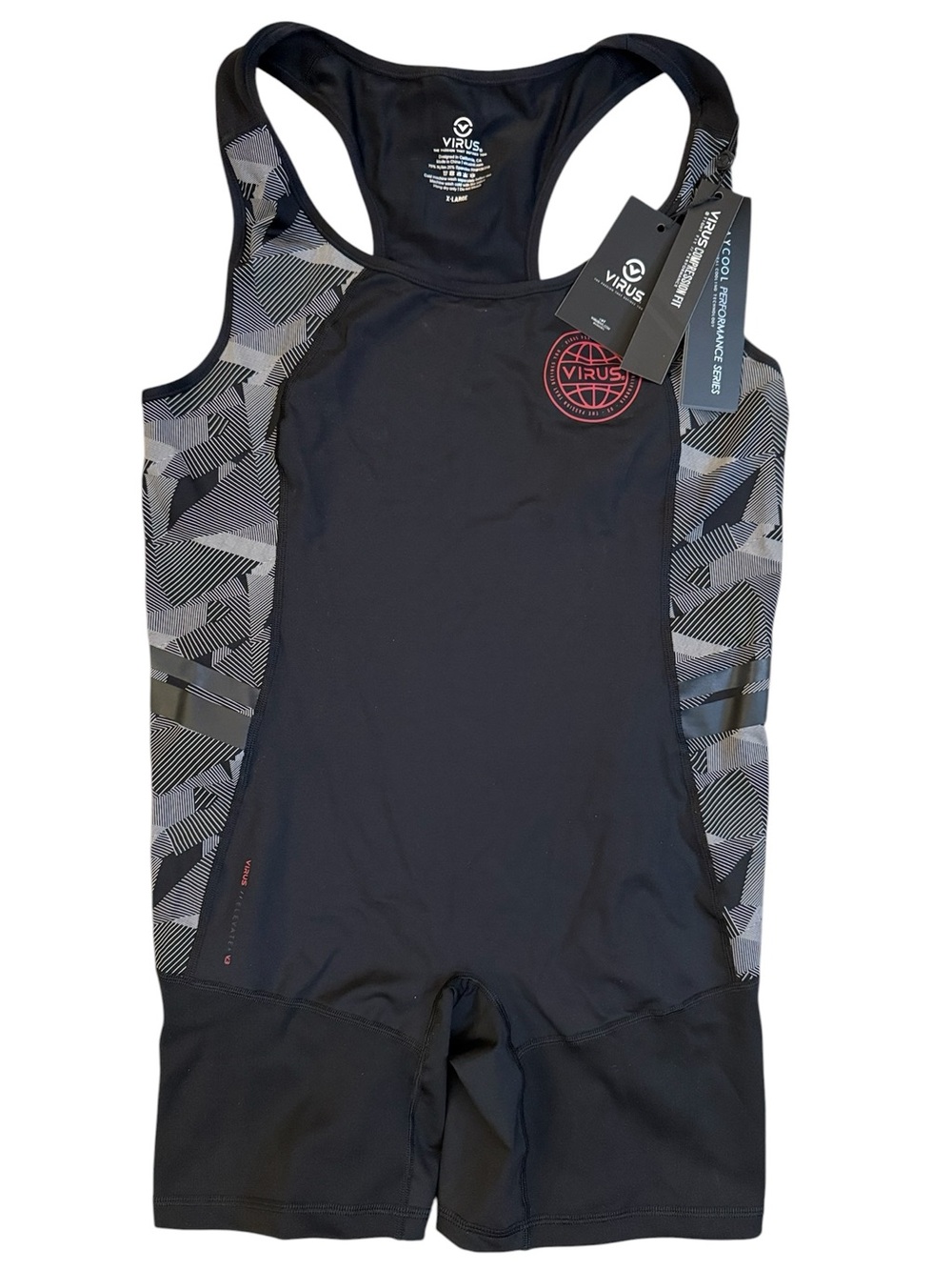 Virus Women’s Elevate V3 Powerlifting Singlet Black Print XL Compression Fit XL